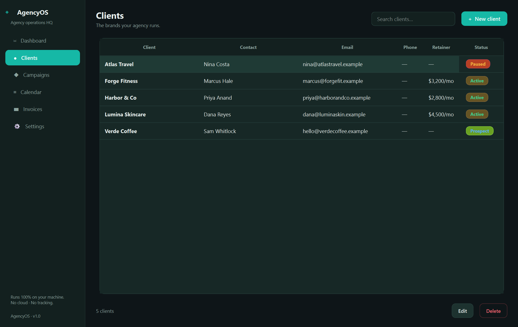 AgencyOS clients — A native, offline operations hub for boutique marketing and content agencies.
